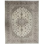345 x 250cm Hand Knotted Floral Ivory Kashan Persian Rug
