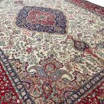 395 x 295cm Persian Vintage Hand Knotted Medallion Tabriz Rug - Image 4