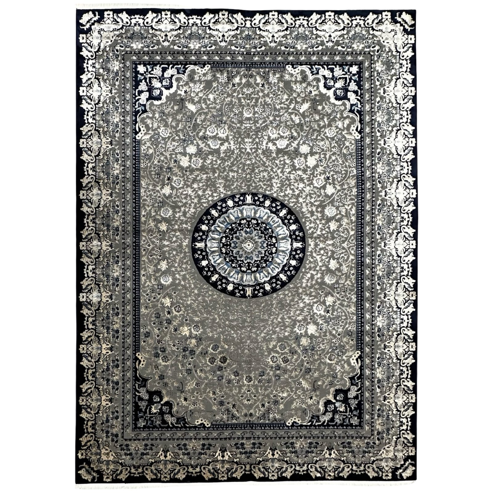 Balfourr-340_9 340 x 240 cm Oriental Persian Design Grey & Blue Rug - Image 1