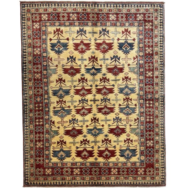 239 x 186cm Hand Knotted Afghan Kazak Wool Rug