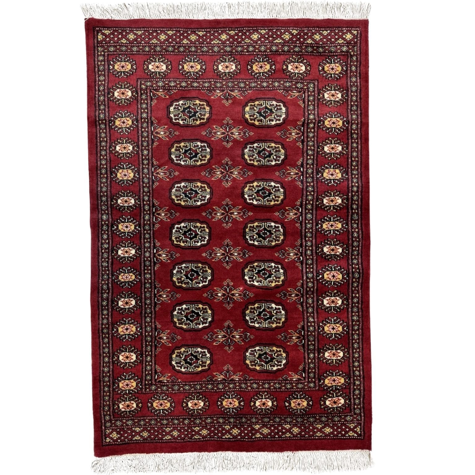 IMG_0617 145 x 95cm Hand Knotted Karachi Bokhara – Red Rug - Image 1