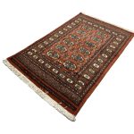 120 x 80cm Hand Knotted Karachi Bokhara – Orange Rug - Image 4