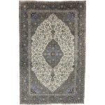 455 x 278cm Hand Knotted Persian Kashan Cream Wool Rug