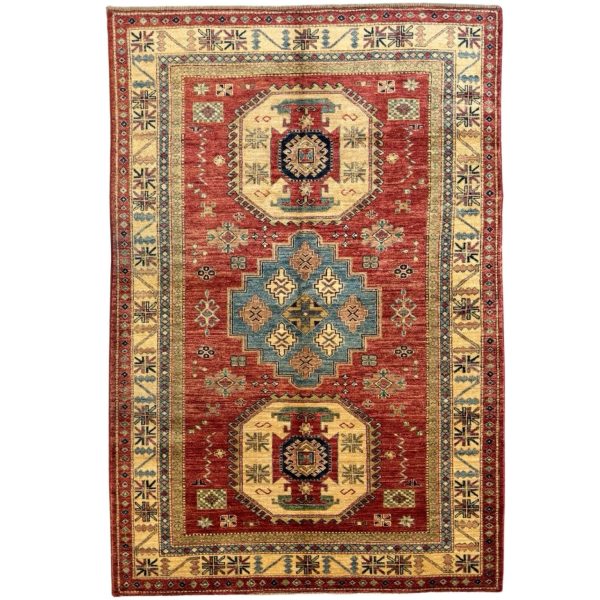 215 x 146cm Hand Knotted Afghan Kazak Wool Rug