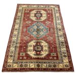 215 x 146cm Hand Knotted Afghan Kazak Wool Rug - Image 4