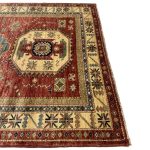 215 x 146cm Hand Knotted Afghan Kazak Wool Rug - Image 6