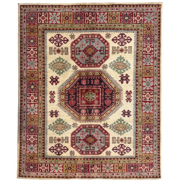 181 x 146cm Hand Knotted Afghan Kazak Wool Rug