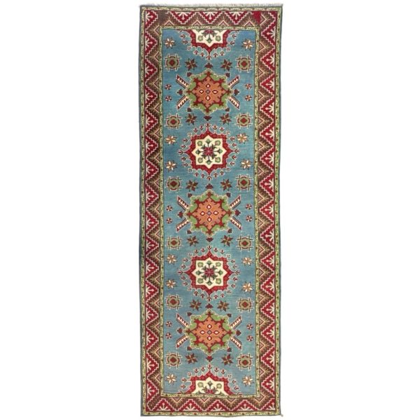 288 x 99cm Hand Knotted Afghan Kazak Wool Runner Rug