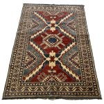 193 x 115cm Hand Knotted Afghan Kazak – Wool Rug - Image 3