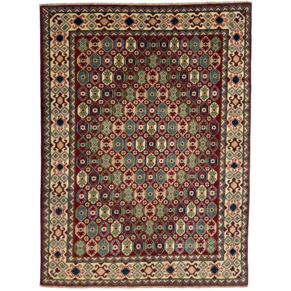 205 x 154cm Hand Knotted Afghan Kazak – Wool Rug