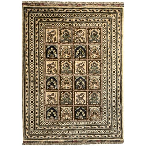 200 x 151cm Hand Knotted Afghan Bakhtiari Neutral – Wool Rug