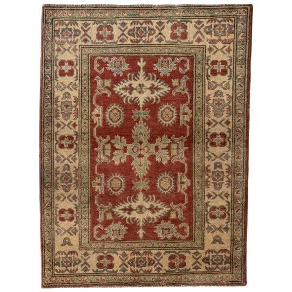 138 x 105cm Hand Knotted Soft Tone Afghan Kazak – Wool Rug
