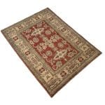 138 x 105cm Hand Knotted Soft Tone Afghan Kazak – Wool Rug - Image 2