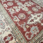 138 x 105cm Hand Knotted Soft Tone Afghan Kazak – Wool Rug - Image 4