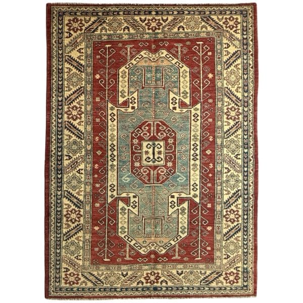 206 x 151cm Hand Knotted Sun Washed Afghan Kazak – Wool Rug