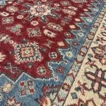 153 x 99cm Hand Knotted Sun Washed Afghan Kazak – Wool Rug - Image 3