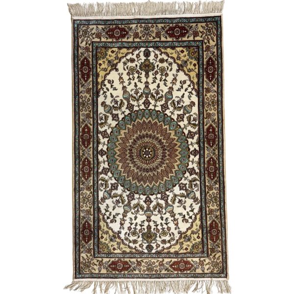 130 x 75cm Hand Knotted Chinese Pure Silk Rug