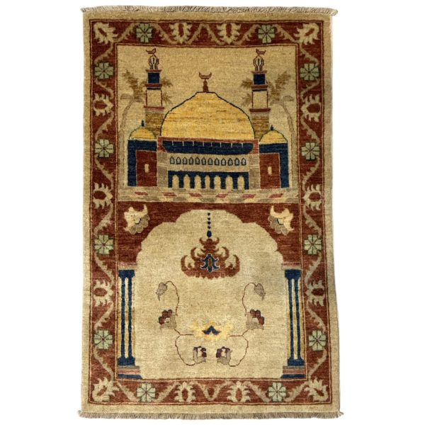 144 x 88cm Hand Knotted Afghan Chobi Muslim Prayer Matt Wool Rug