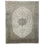 386 x 290 cm Hand-Knotted Persian Kashan Rug – Light Green Border