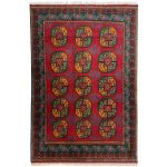 205 x 136cm Hand Knotted Red Afghan Akche Filpai – Wool Rug