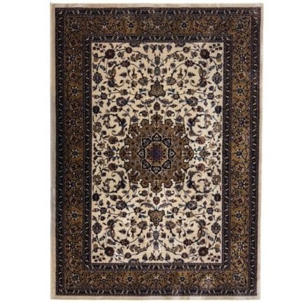 230 x 160cm Persian Beige Mashad Design Machine Made Rug
