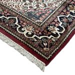 214 x 143cm Hand Knotted Indian Silk Jaipur Oriental Rug – Rose Red, Scroll Border - Image 6