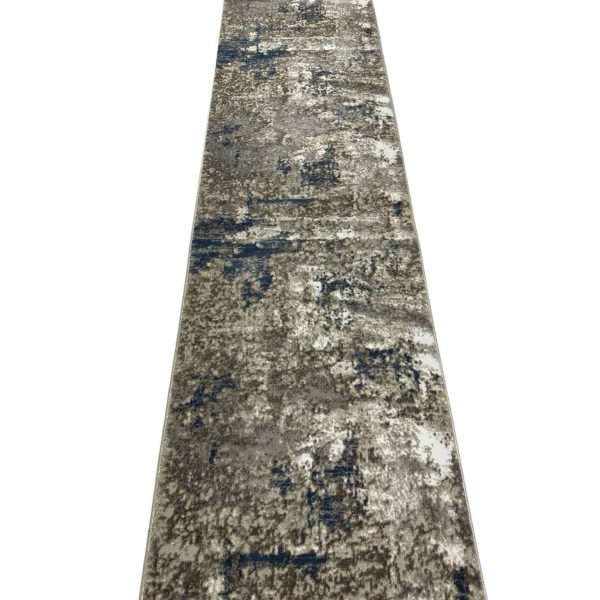 300 x 80cm Modern Ivory And Blue Runner Rug