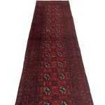 287 x 73cm Hand Knotted Red Afghan Akche Runner Rug - Image 4