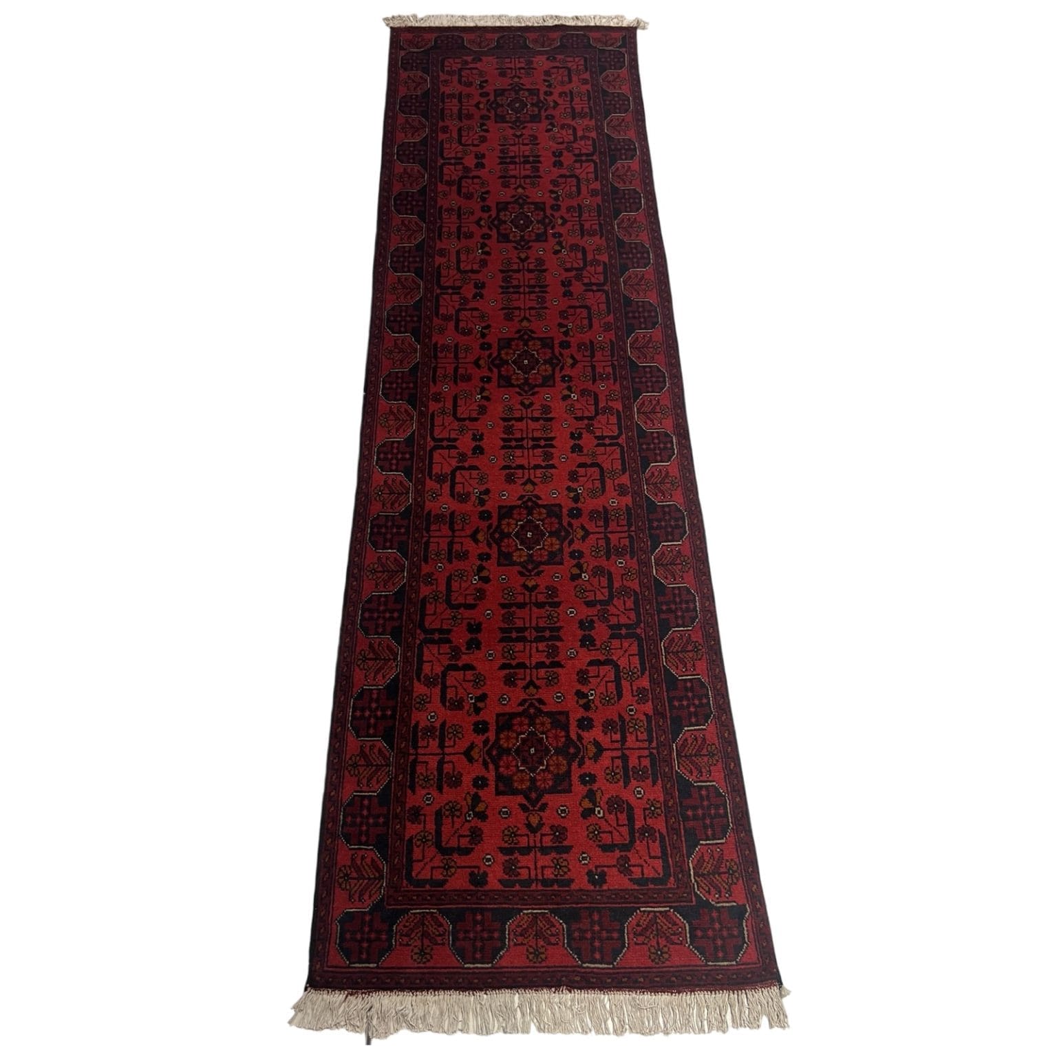 IMG_7014 297 x 77cm Handwoven Afghan Khal Mohammadi Runner Rug - Image 1