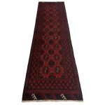 287 x 76cm Hand Knotted Red Afghan Akche Runner Rug