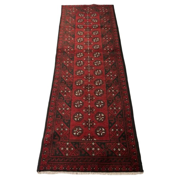 236 x 71cm Hand Knotted Green Afghan Akche Wool Runner Rug