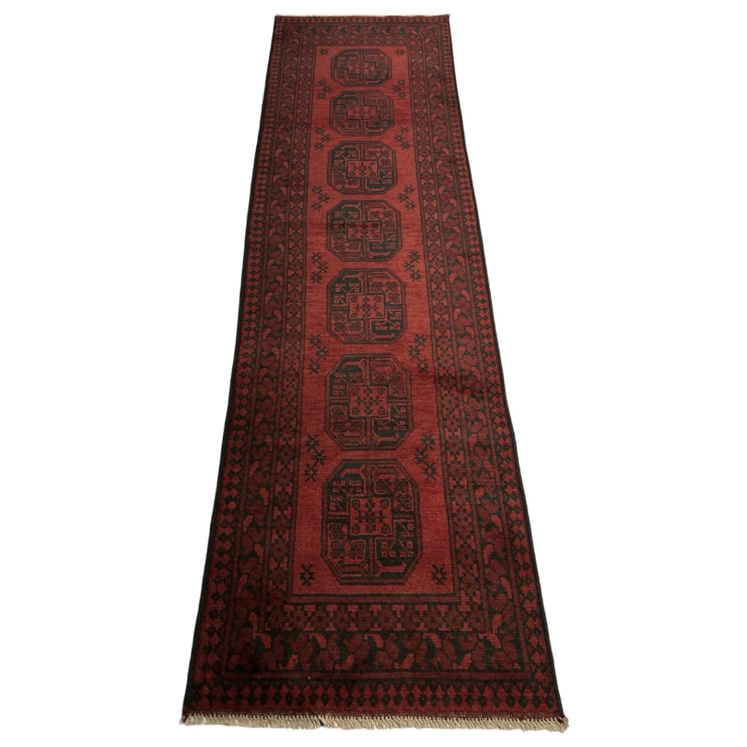 IMG_7178 290 x 80cm Hand Knotted Color Afghan Akche Wool Runner Rug - Image 1