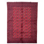 236 x 161cm Hand Knotted Red Afghan Bokhara Wool Rug