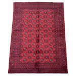 236 x 161cm Hand Knotted Red Afghan Bokhara Wool Rug - Image 3