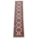390 x 81cm Hand Made Afghan Kazak Runner Rug