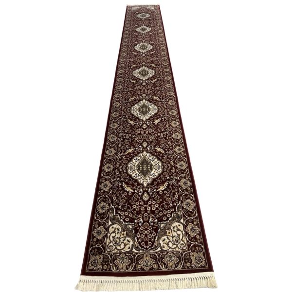 600 x 80cm Persian Mashad Design Machine Made – Red Runner Rug