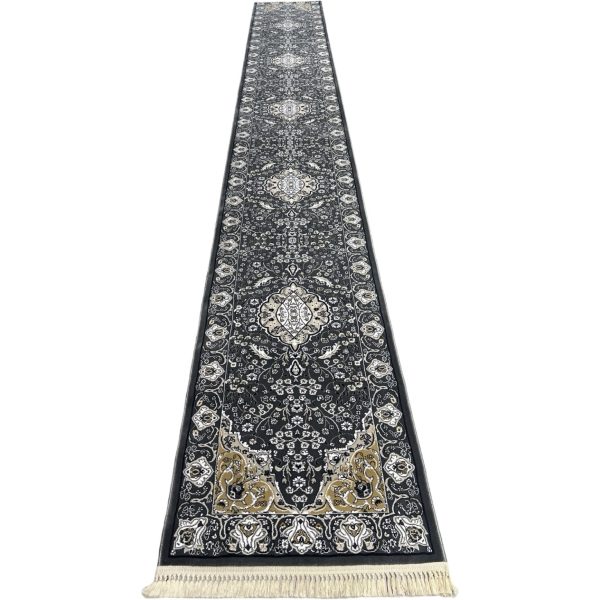 600 x 80cm Persian Design Machine Made – Grey Runner Rug