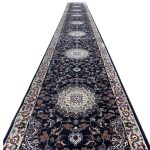800 x 80cm Persian Kashan – Navy Runner Rug - Image 2