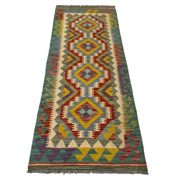 192 x 72cm Hand Woven Afghan Kilim Chobi Runner Rug