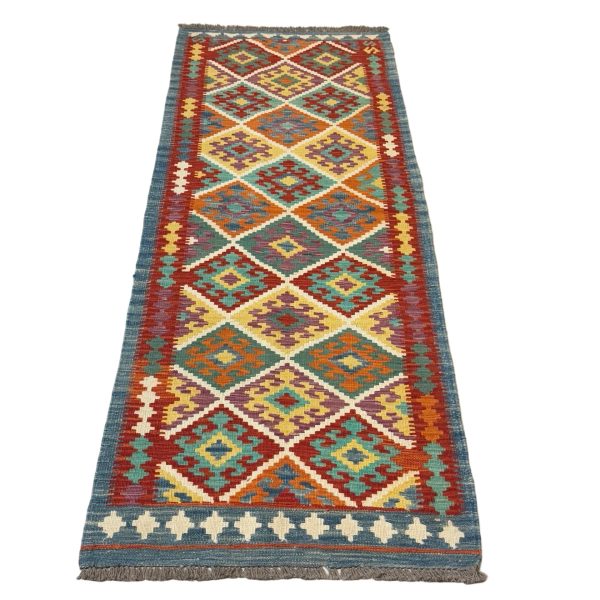 215 x 80cm Hand Woven Afghan Kilim Chobi Runner Rug
