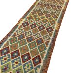 301 x 81cm Hand Woven Afghan Kilim Runner Rug - Image 4
