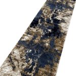 400 x 80cm Turkish Machine Made Modern Blue Beige Runner Rug - Image 2