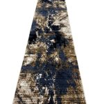 400 x 80cm Turkish Machine Made Modern Blue Beige Runner Rug - Image 4