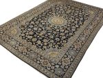 335 x 237cm Hand Knotted Persian Navy Kashan Wool Rug - Image 2