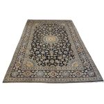 335 x 237cm Hand Knotted Persian Navy Kashan Wool Rug - Image 3