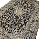 335 x 237cm Hand Knotted Persian Navy Kashan Wool Rug - Image 4