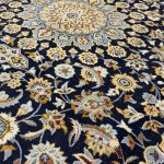 335 x 237cm Hand Knotted Persian Navy Kashan Wool Rug - Image 7