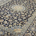 335 x 237cm Hand Knotted Persian Navy Kashan Wool Rug - Image 8