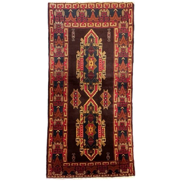 213 x 105cm Vintage Tribal Handmade Afghan Baluch Rug