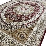 340 x 240cm Machine Made Red Beige Persian Design Rug – Oval Medallion, Paisley Border - Image 3